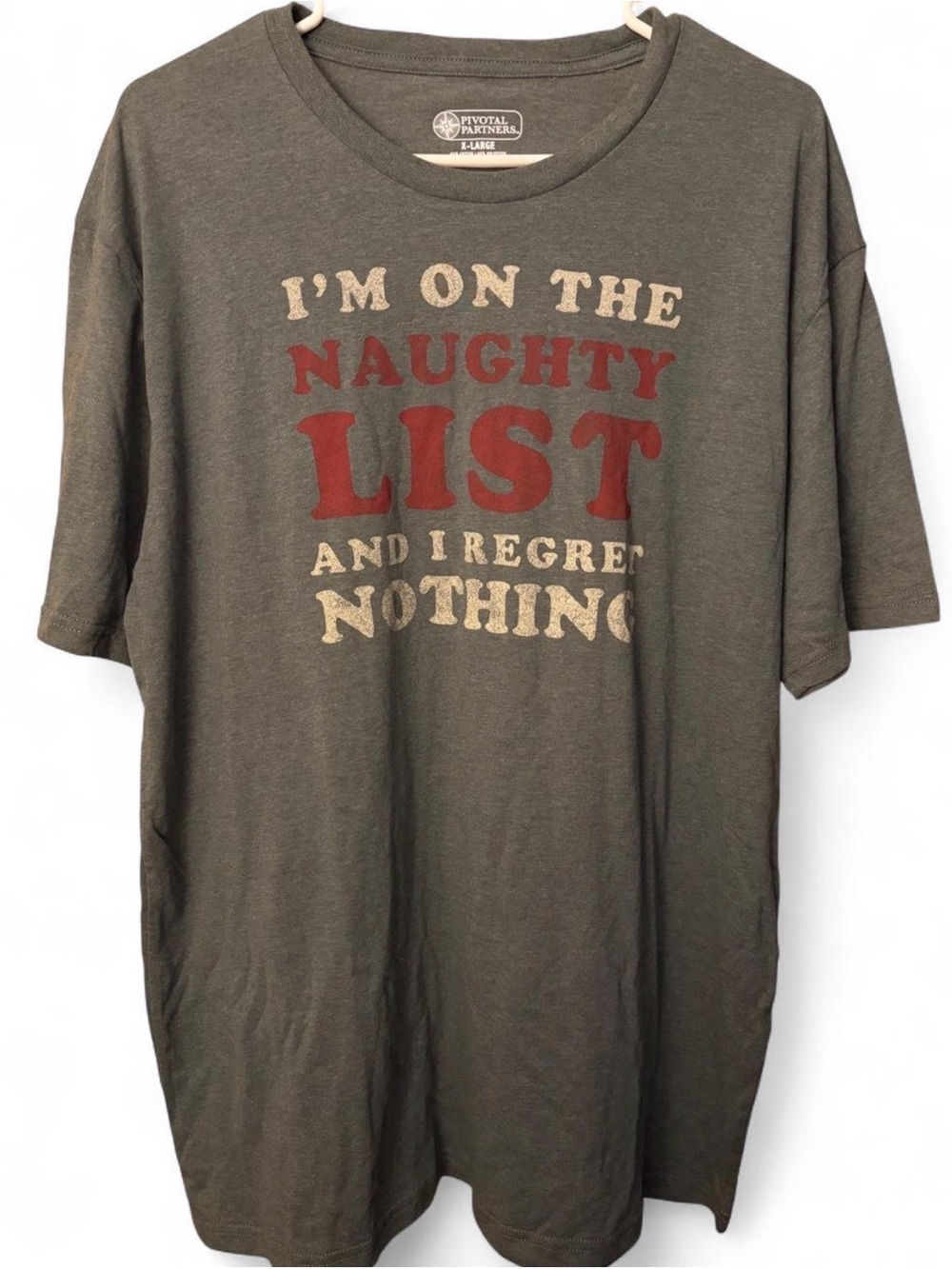 Gray Graphic Tee - "Naughty List"